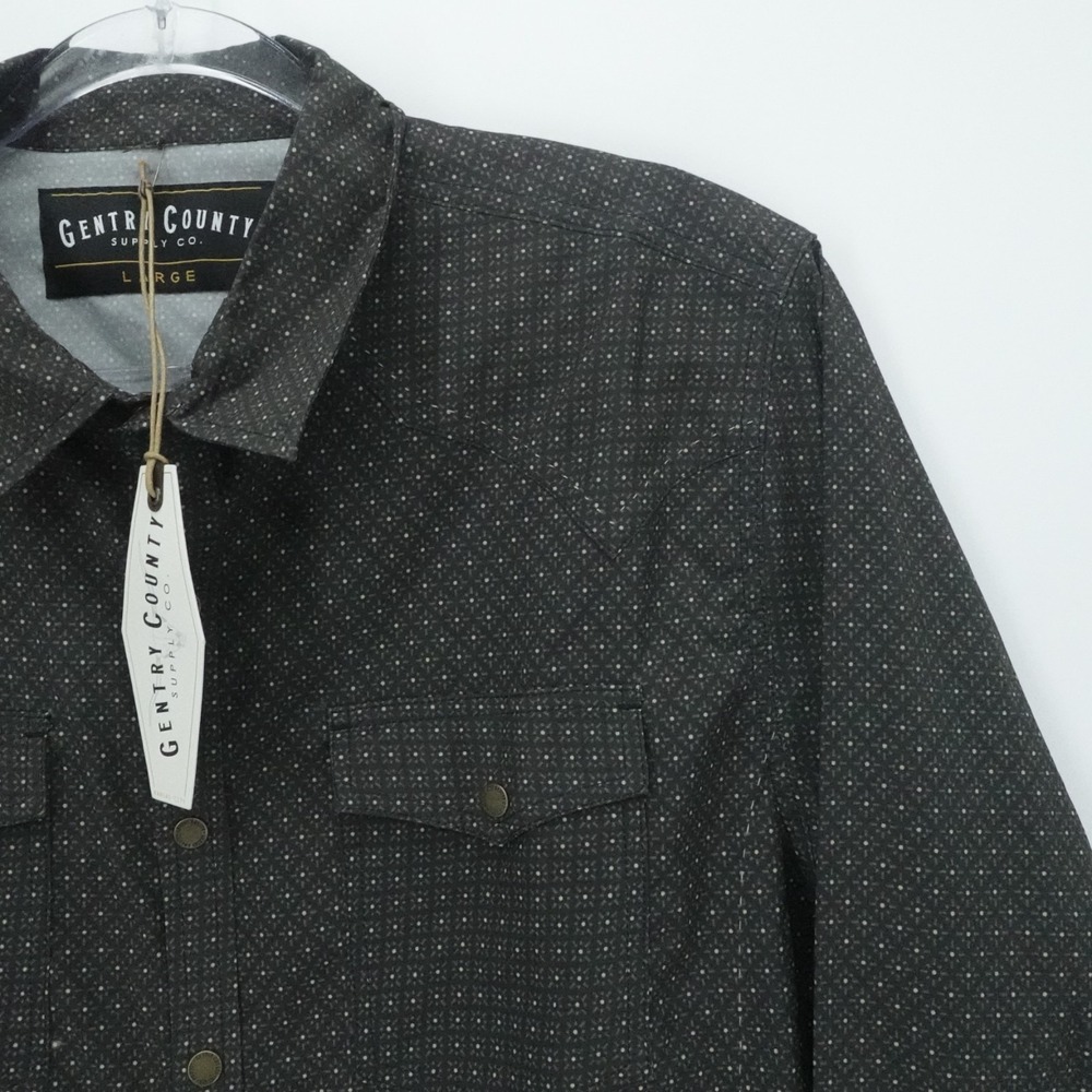Gentry County Shirt‎ Mens L Brown Geometric Western Snap Casual Performance